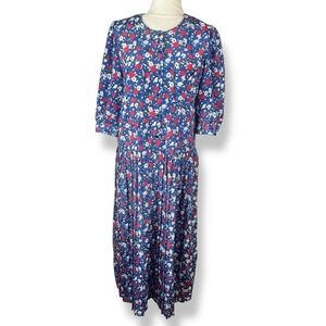 Vintage Breli Dress Womens Size 10 Union Made in USA 80s Floral Peasant Milkmaid